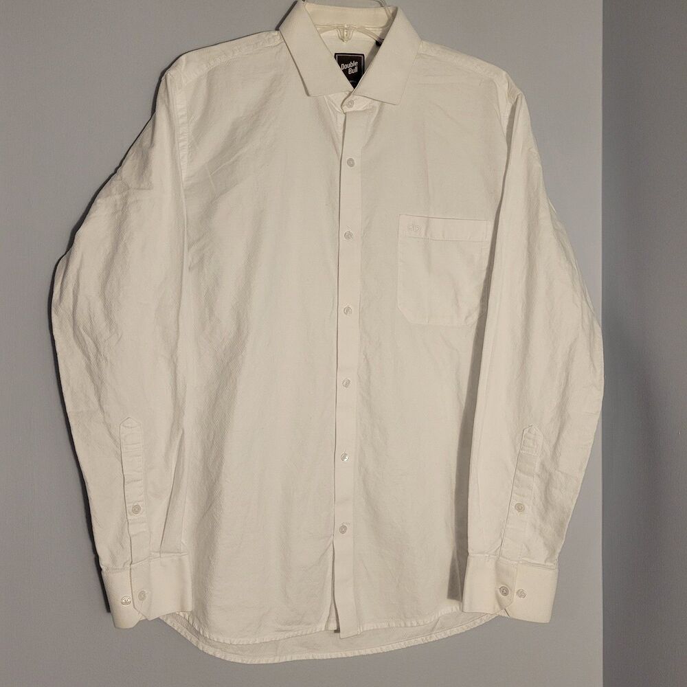 Double Bull 100% Cotton Men's Button Up Shirt Tailored Fit Size 42/XL